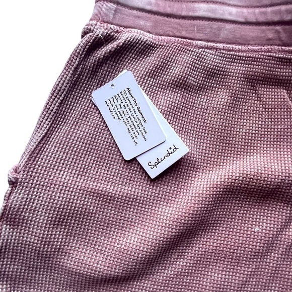 SPLENDID shorts tie waist thermal waffle mineral wash raw hem rose cotton size L - Picture 9 of 14